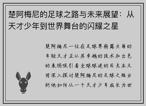楚阿梅尼的足球之路与未来展望：从天才少年到世界舞台的闪耀之星